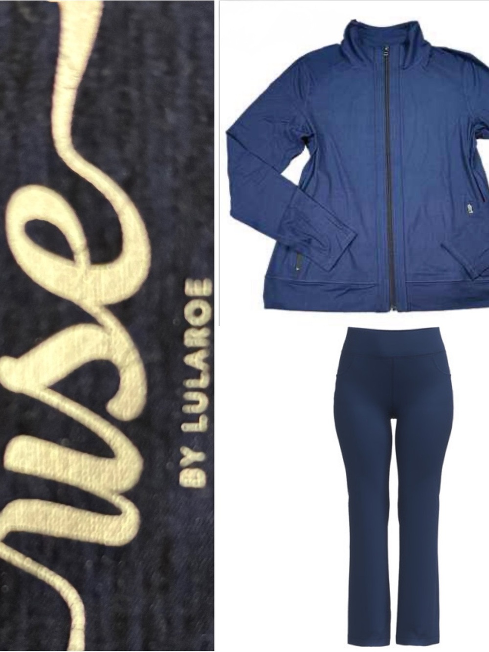 Rise by LuLaRoe Navy Jacket and Matching Leggings Set